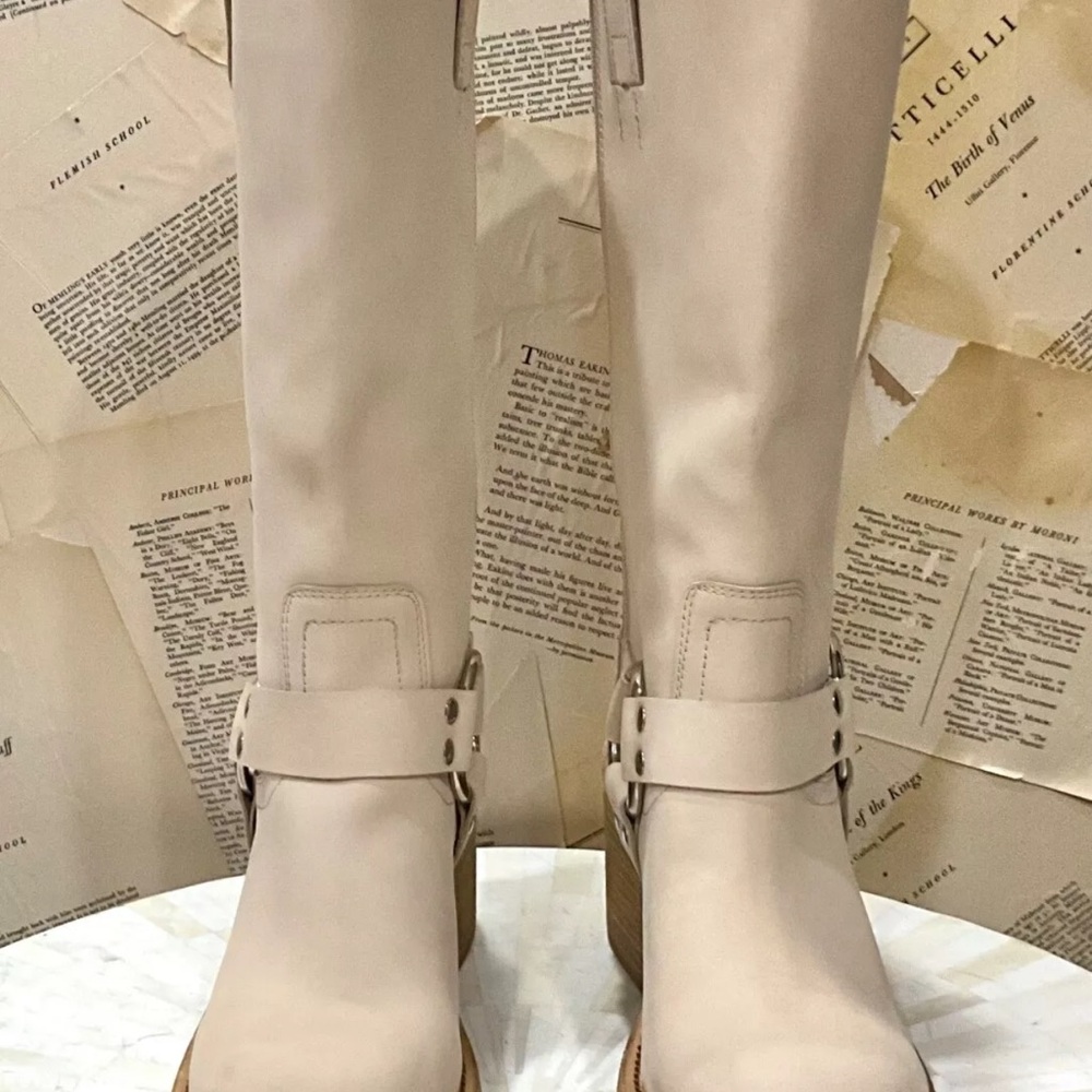 Free People Jeffrey Campbell Kira Reflection Boot Harness Ivory Nubuck Leather - Picture 9 of 10